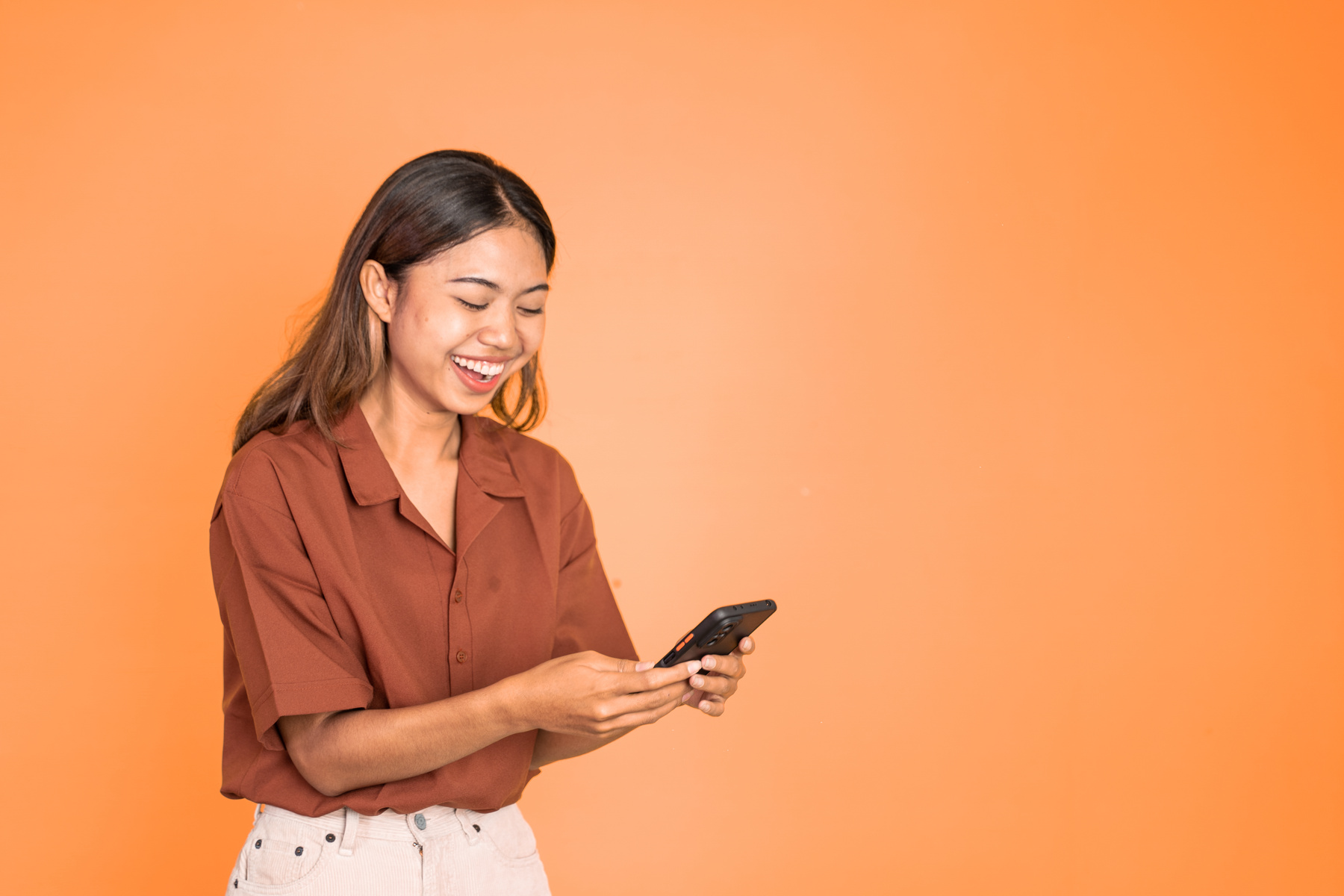 Woman Using Smart Phone Browsing on Social Media